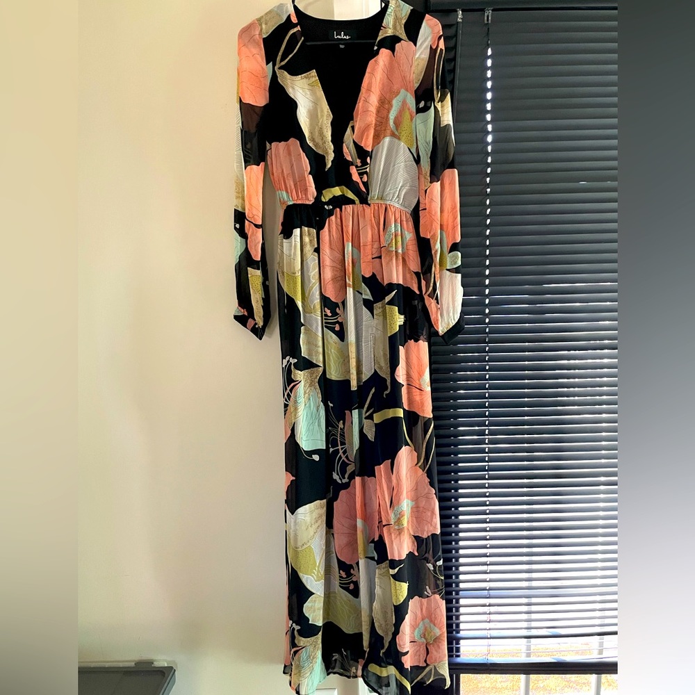 Floral black maxi dress